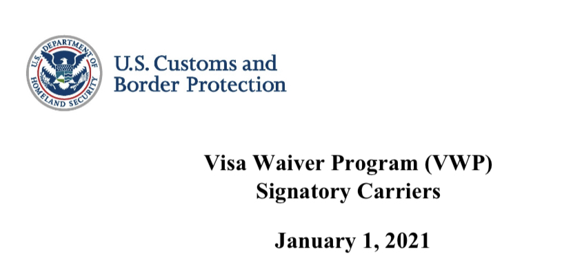 Líneas aéreas suscritas al Visa Waiver Program