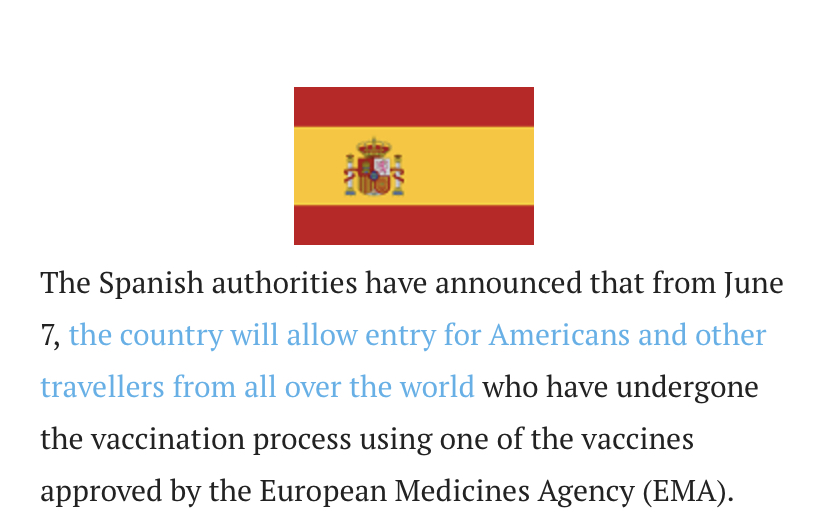 Los americanos podrán entrar en España